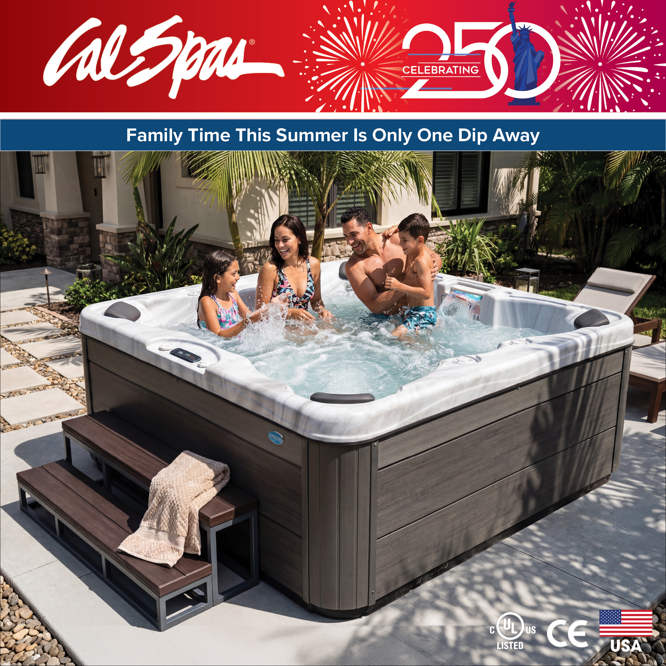 Calspas hot tub being used in a family setting - Haverhill